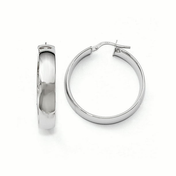 Leslie's 10k White Gold Polished Hoop Earrings 31mm Leslie's 10k White Gold Polished Hoop Earrings 31mm
